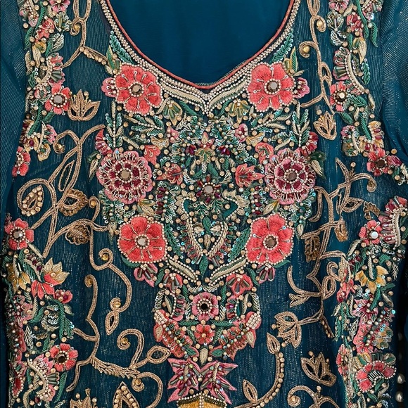 Pakistani wedding formal wear salwar kameez blue medium - Picture 5 of 11